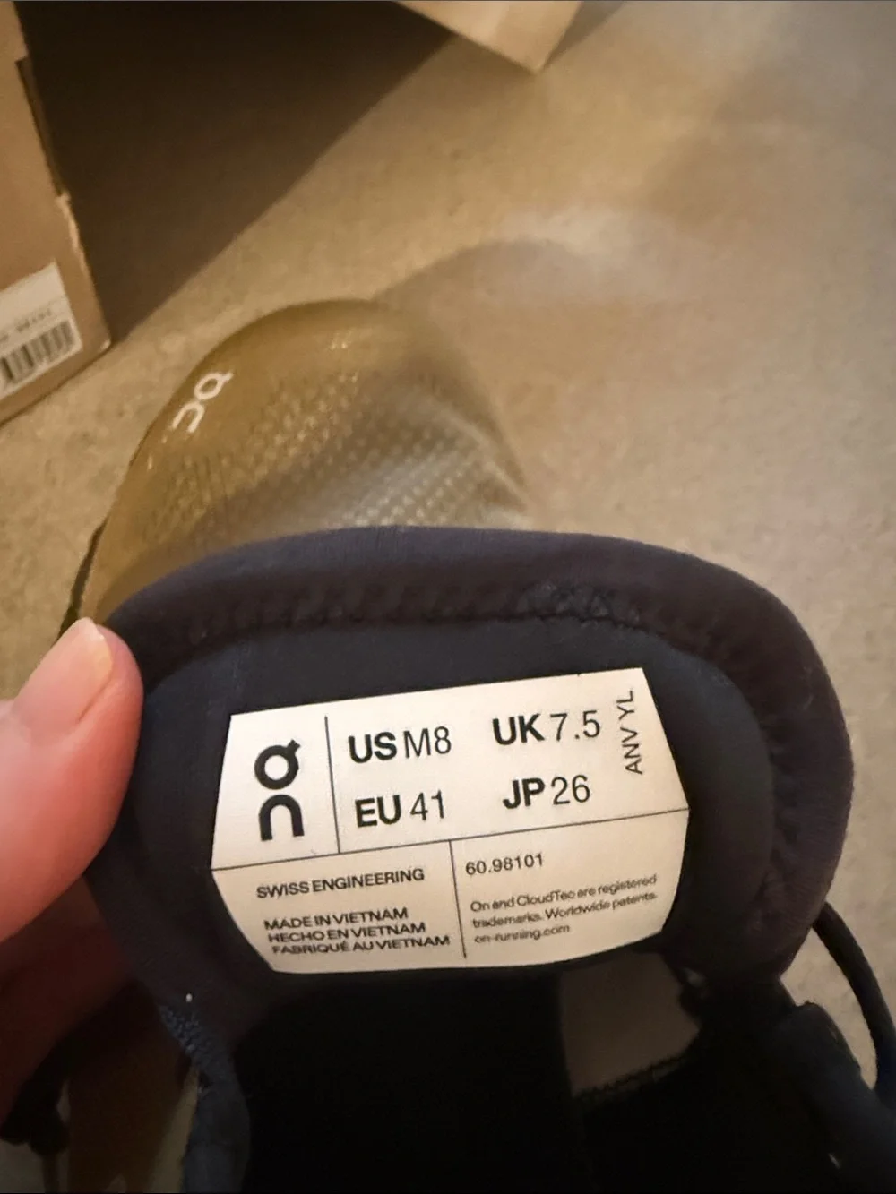 On cloud X3 in hunter and black. New with box.